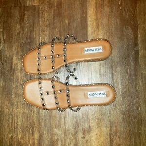 Steve Madden Clear Strappy Flats Sz 10